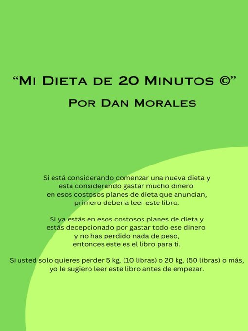 Title details for Mi Dieta de 20 Minutos © by Dan Morales - Available